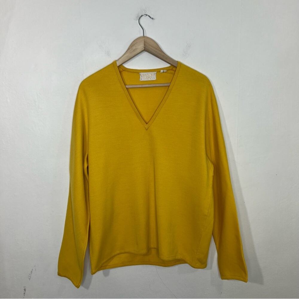 Vintage Saint Joseph by Cezar Yellow Wool Blend V Neck Sweater Size Large